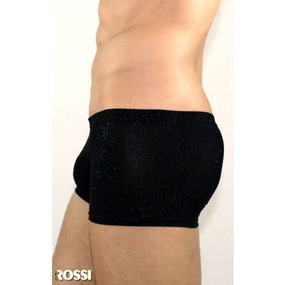 Мужские трусы боксеры черные с синими блестящими вкраплениями Romeo Rossi Polar Night Boxer RR00205