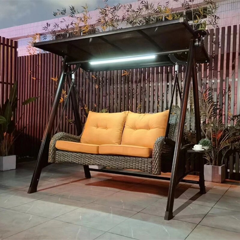 Качели Dragon из ротанга и алюминия, античная бронза