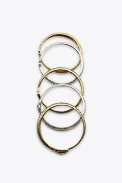 ZARA НАБОР ИЗ 5 КОМБИНИРОВАННЫХ БРАСЛЕТОВ «ЗМЕИ», ЗОЛОТОЙ/СЕРЕБРЯНЫЙ