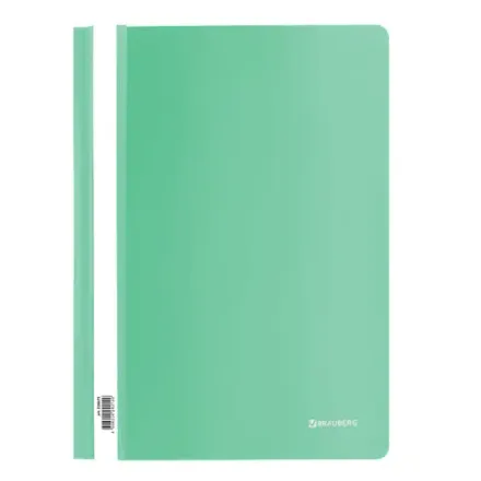 Скоросшиватель с прозрачным верхом А4, пластик 180мкм, Brauberg, бирюзовый