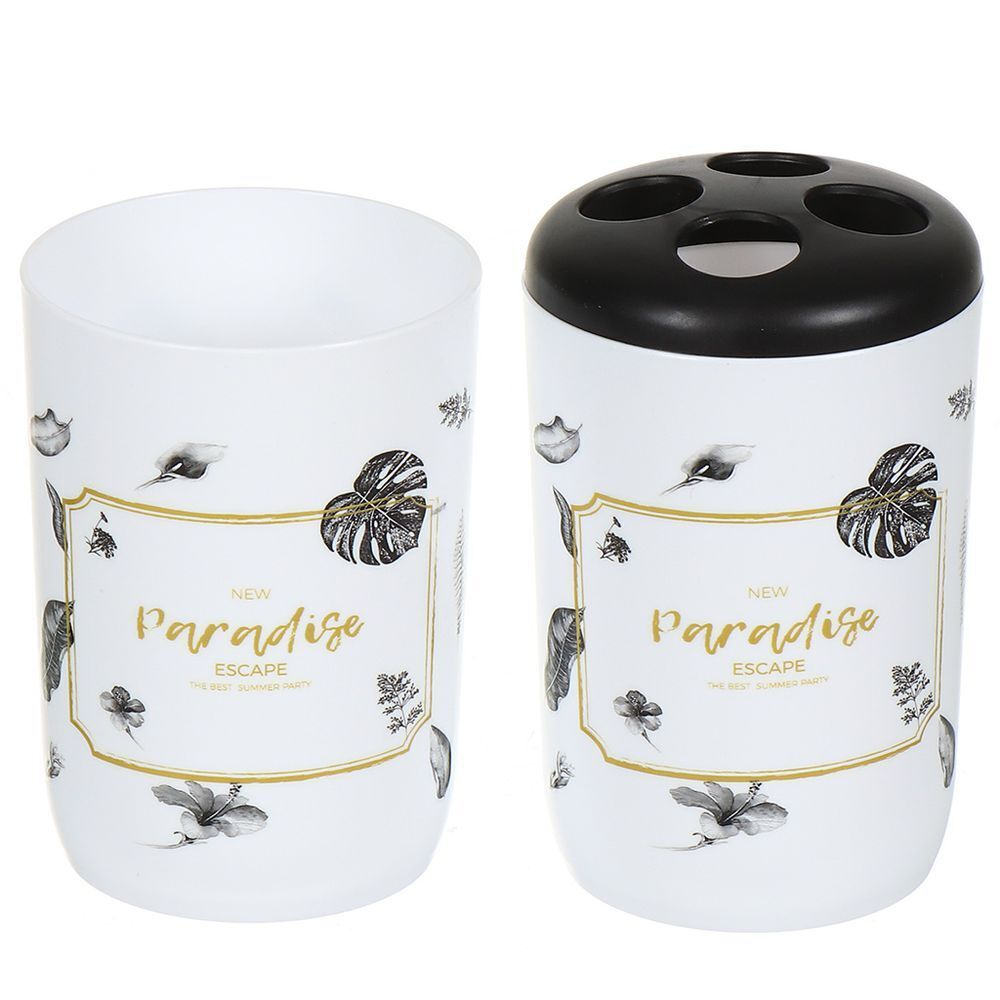 Набор для ванной 4 пр, Парадиз, бел, пластик, стак,подс д/зуб щет,дозат д/мыла,мыл-ца, Y9-086