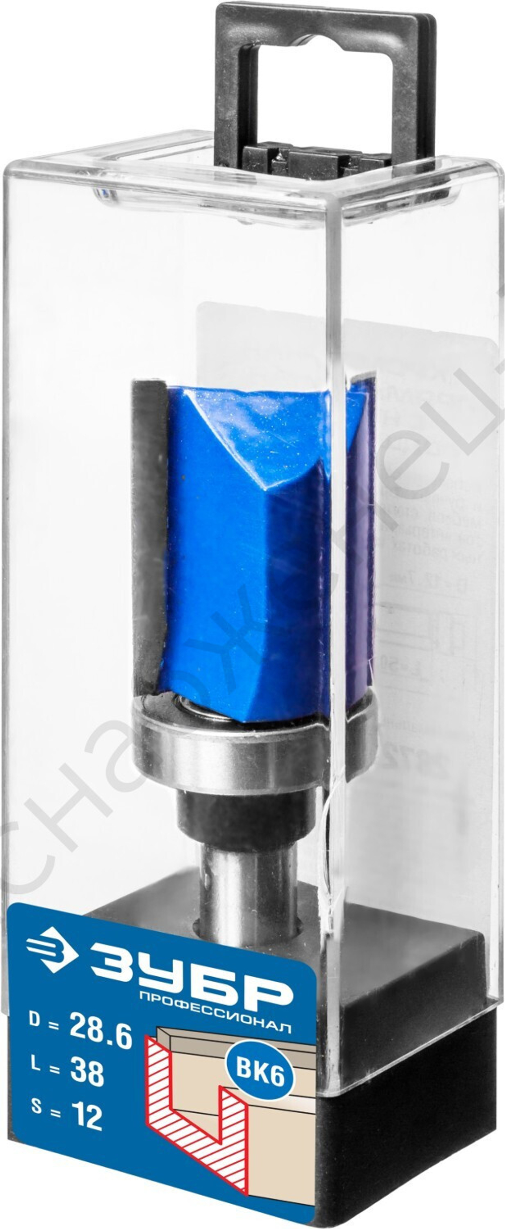 ЗУБР 28,6x38мм, хвостовик 12мм, фреза пазовая прямая с верхним подшипником