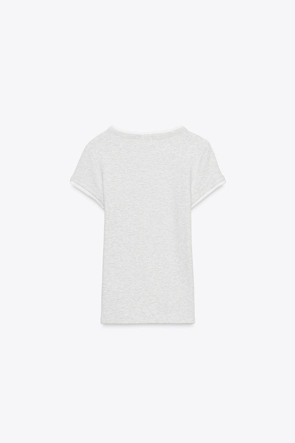 ZARA ФУТБОЛКА ДВОЙНАЯ, СЕРЫЙ МЕЛАНЖ