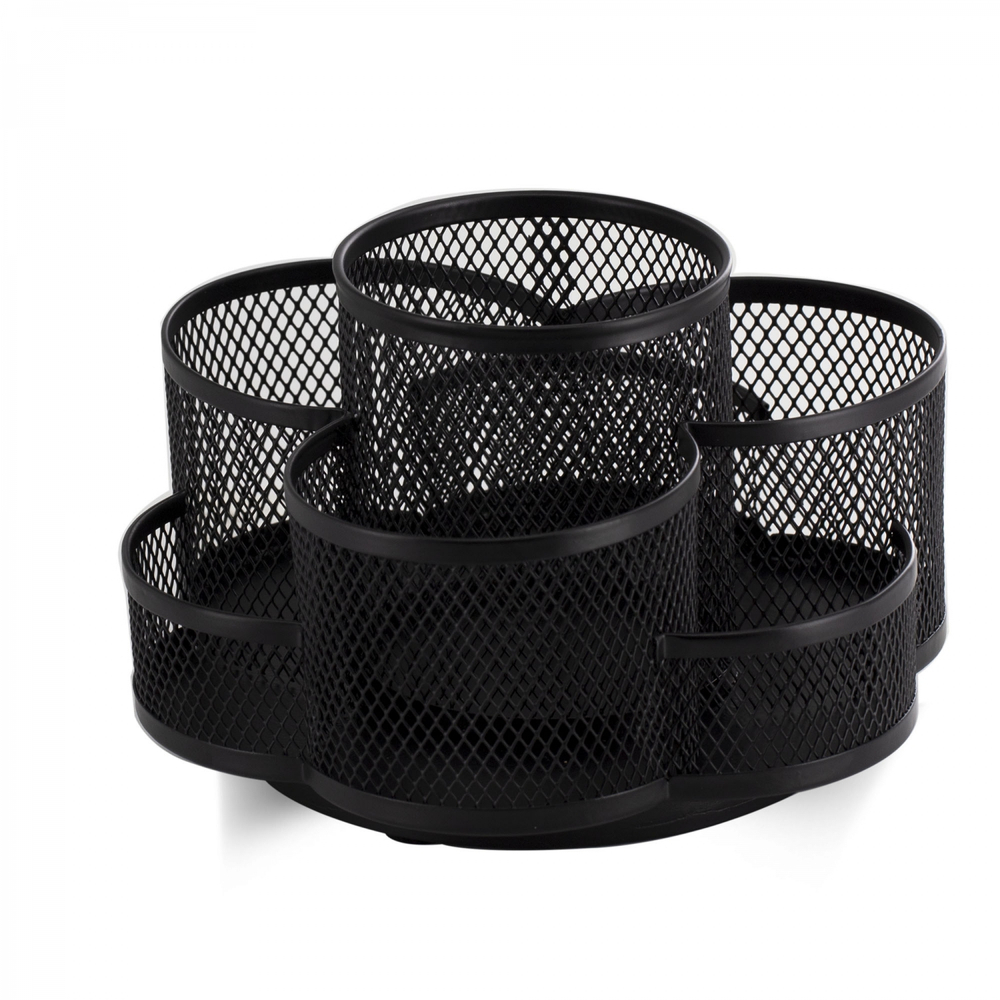 Подставка-органайзер д/канцтоваров, Alingar, металлическая, 17 см * 10,8 см*18 см, черная, 7 отделений, форма цветка, вращается