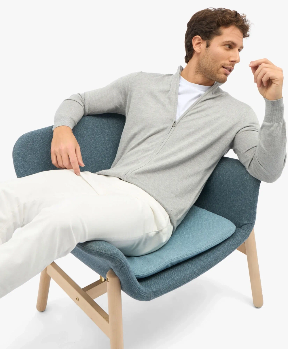 Brooks Brothers Кардиган на молнии из смеси шелка и кашемира, светло-серый