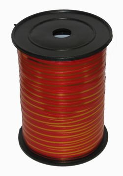 Лента 0,5 см красная с золот. пол. 250 ярд