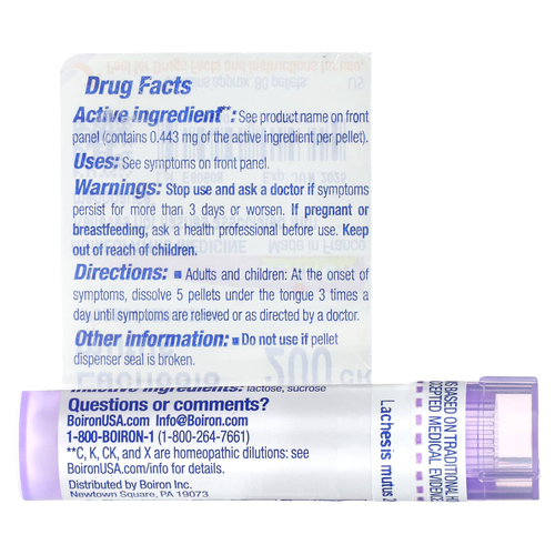 Boiron, Lachesis Mutus, 200CK, средство для облегчения менопаузы, примерно 80 гранул