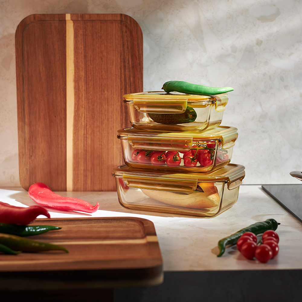 Контейнер для хранения и переноски продуктов 1,5 л янтарного цвета