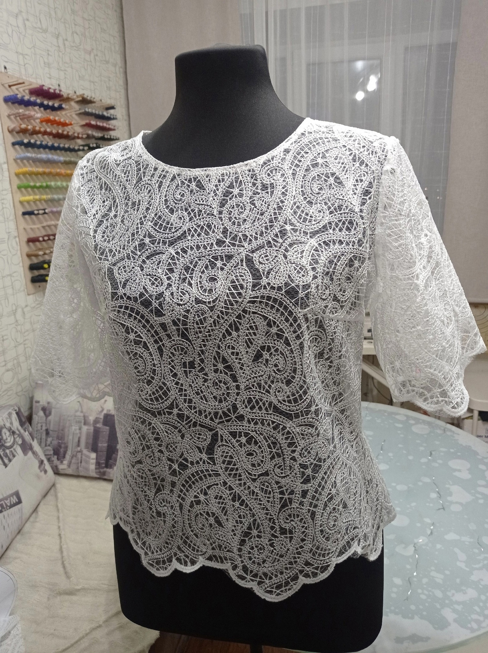 Кружевная ткань ЧЕРНАЯ хлопок, полиэстер