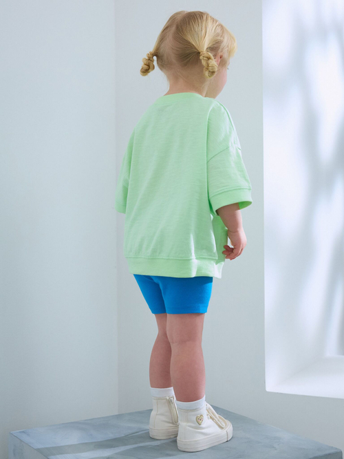Футболка и шорты-велосипедки в комплекте для девочки Next AD5-478, Мятный, Синий
