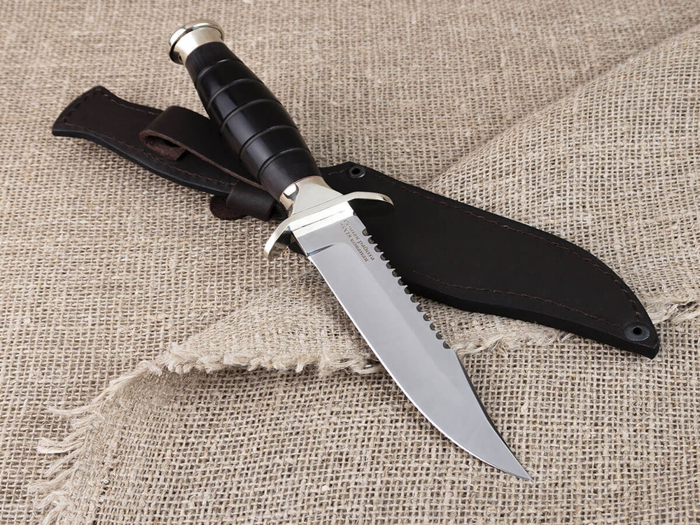 Нож «Разведчик», сталь 95х18, резная рукоять из черного мореного граба