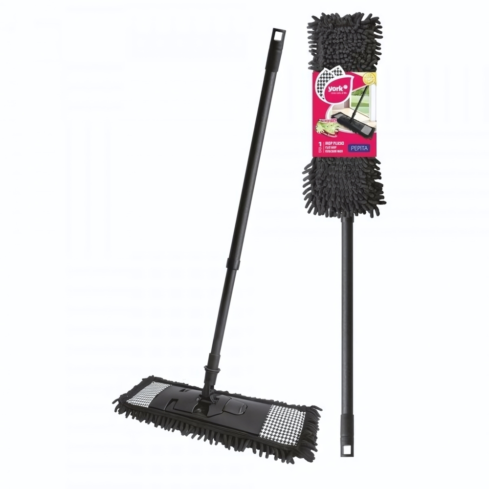 Швабра СТАЙЛ Пепита с телескопической рукояткой 130 см, насадка микрофибра YORK