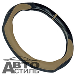 Оплетка на руль круглая Coolpart MAXIMAL (37*38) к/з черный/беж A  K20BL-BG