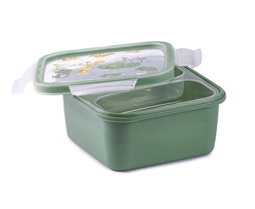Ланч-бокс квадратный 800мл SNIPS Динозавр зеленый