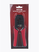 Клещи обжимные, VCOM, RJ-45/RJ-12, храповый механизм, красный