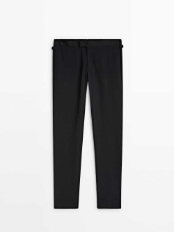 Massimo Dutti Фланелевые брюки из 90% шерсти, черный