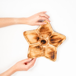 Менажница деревянная из сибирского кедра для подачи блюд и закусок с гравировкой "ДУМАЙ О ХОРОШЕМ". MG98