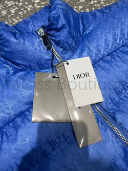 Пуховый жилет Диор Dior Oblique голубого цвета