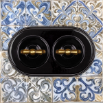 Выключатель 1кл. проходной, керамика, цвет чёрный B1-201-03