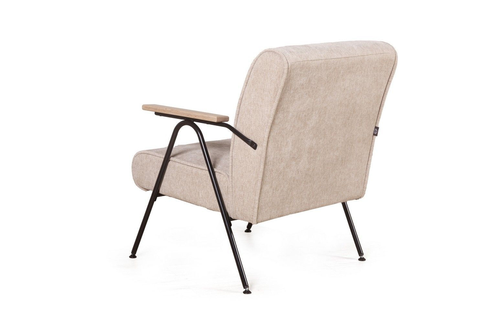 Кресло Andy с деревянными подлокотниками, шенилл Shantal beige