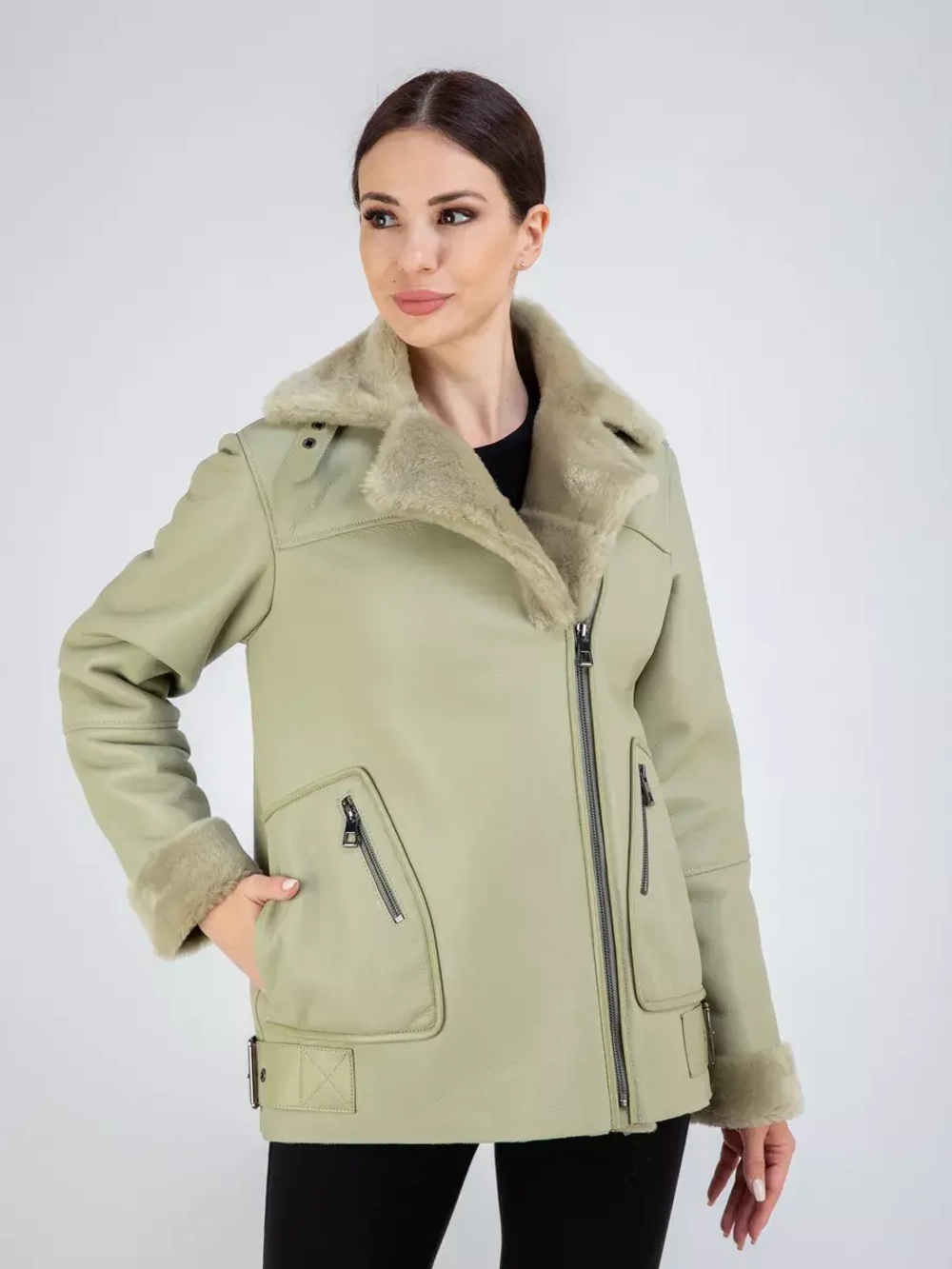 Дубленка авиатор натуральная зимняя