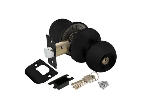 Замок шар Черный с ключом, фиксатором 6082 BL-E