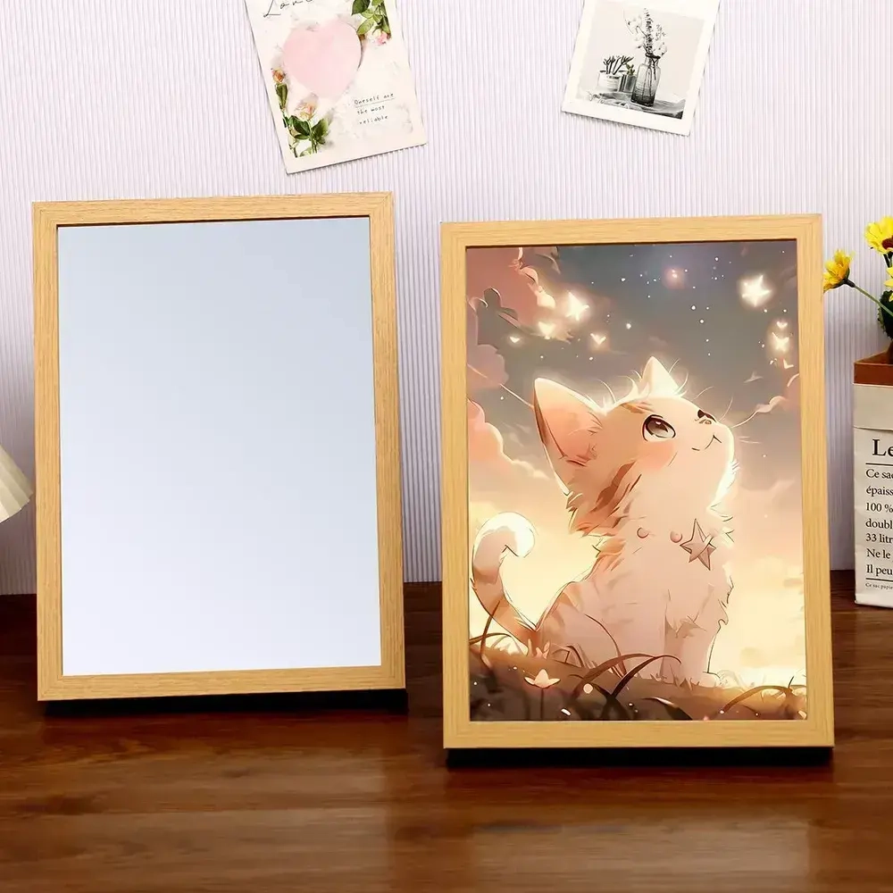 Светодиодный ночник-картина / Котенок рисование огнями