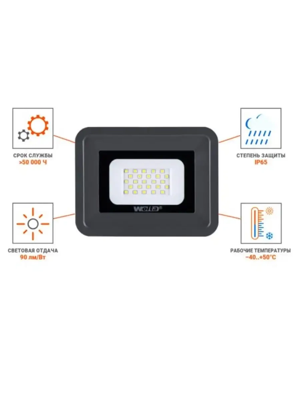 Прожектор светодиодный Wolta WFL-20W/06 SMD 20W 5700K серый
