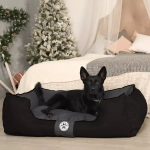 большая лежанка для крупной собаки размер 110х80 черная со съемным чехлом