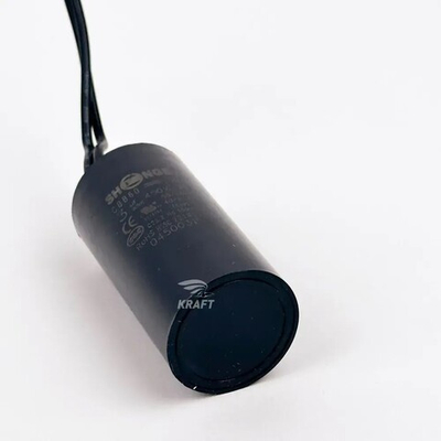 Пусковой конденсатор CBB60 3 мкФ+/-5% 450 цилиндрический, в пластиковом корпусе с гибким кабельным выводом SHENGE