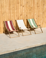 Vilara Складной шезлонг для улицы в полоску зеленого и бежевого цвета