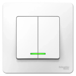 BLANCA С/У 2-клавишный ВЫКЛЮЧАТЕЛЬ (сх.5) с подсветкой, 6А, 250В, БЕЛЫЙ