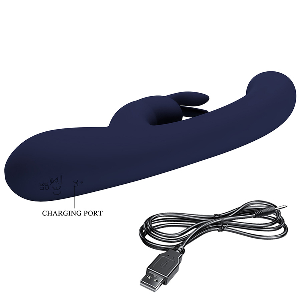 Тёмно-синий вибратор-кролик 22см с LED-дисплеем Pretty Love Lamar Rabbit Vibrator & G-Spot Dark Blue BW-500004-LED-2