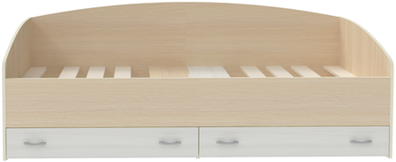 Кровать с выкатными ящиками КарИВи Кадет  Дуб Молочный Белое Дерево