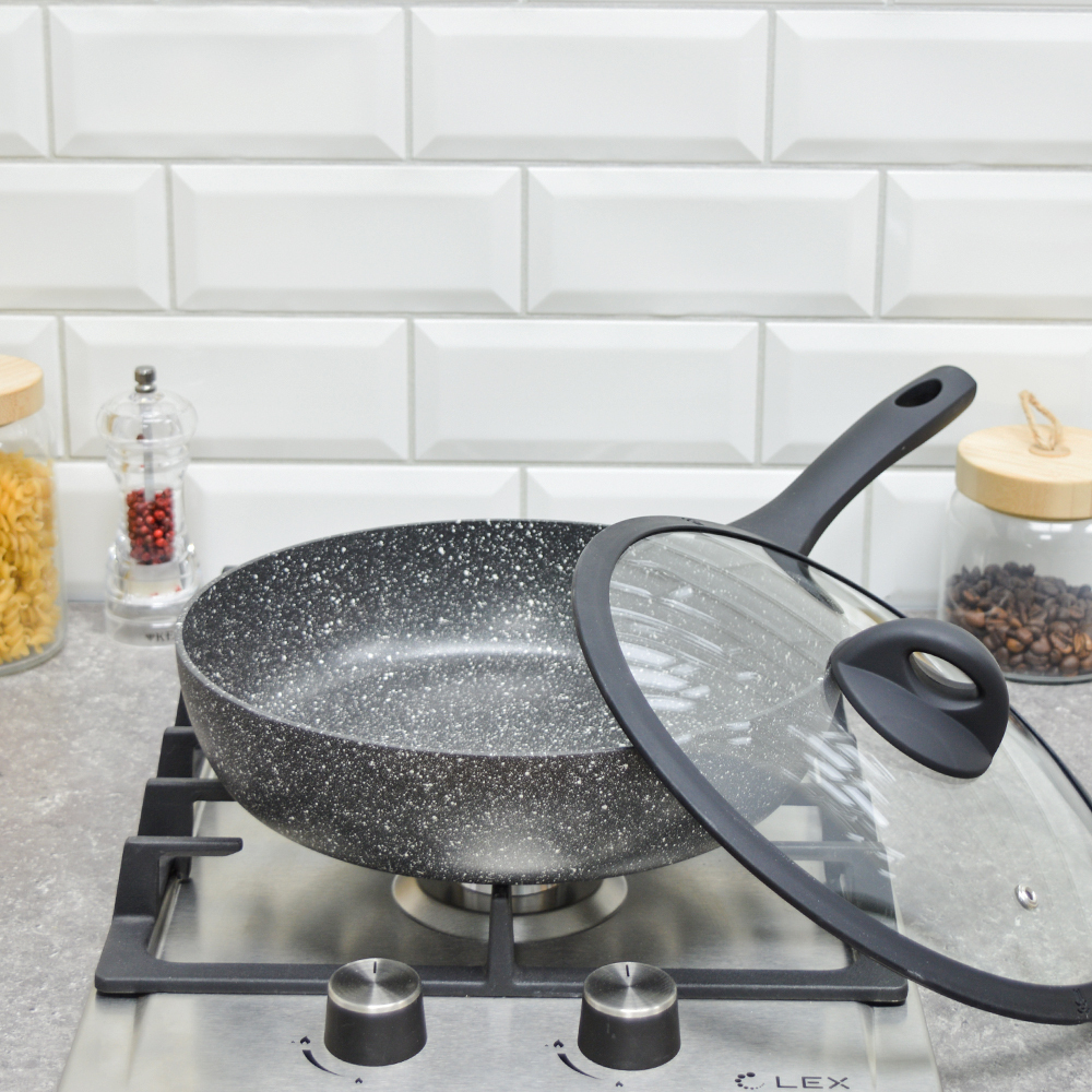 Сотейник 26см Hi-Black ScovO со стеклянной крышкой