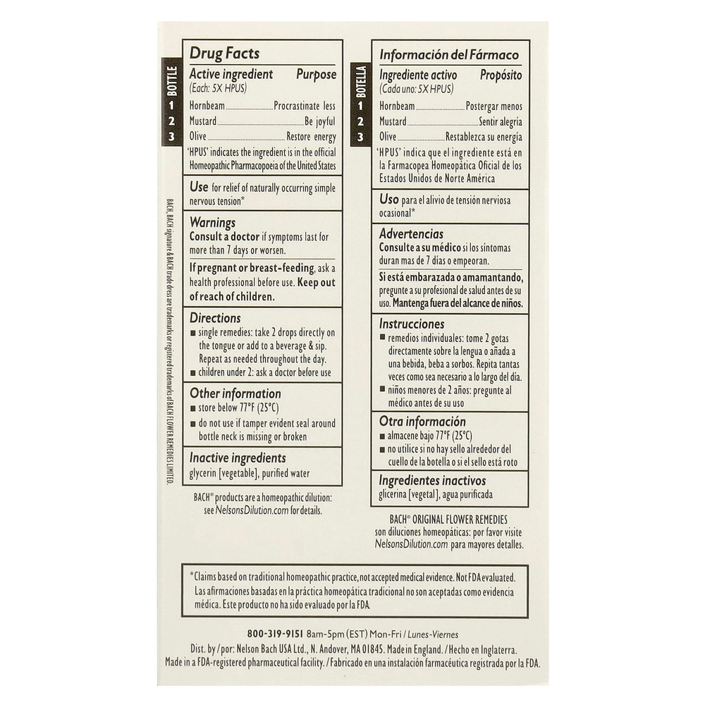 Bach, Original Flower Remedies, набор для поддержания психической энергии, эмоциональные взлеты и падения, 3 пипетки, по 10 мл (0,35 жидк. унц.)