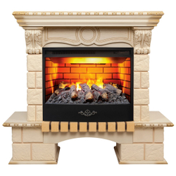 Электрокамин RealFlame Bolero WT белый дуб с золотой патиной с очагом 3D Firestar 25,5
