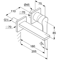 Смеситель для раковины Kludi Zenta SL 482440565 настенный встраиваемый внешняя часть схема