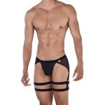Мужские трусы тонги черные Pikante REBEL THONG GARTER BELT 034511