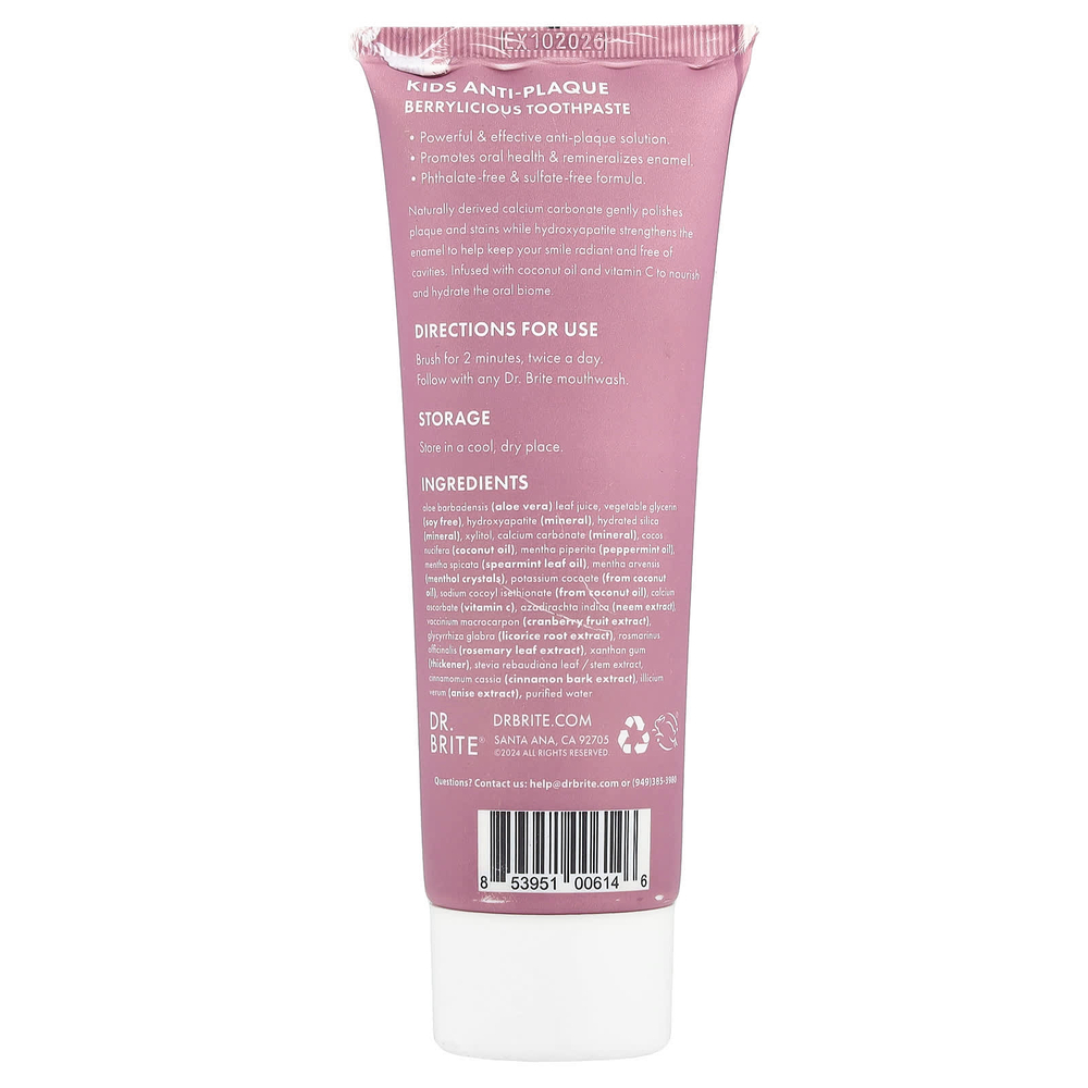 Dr. Brite, детская зубная паста против зубного налета, ягодный вкус, 114 г (4 унции)