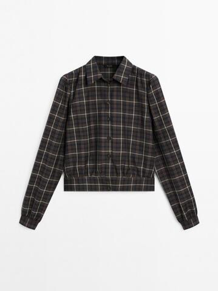 Massimo Dutti Рубашка в клетку с поясом, темно-серый