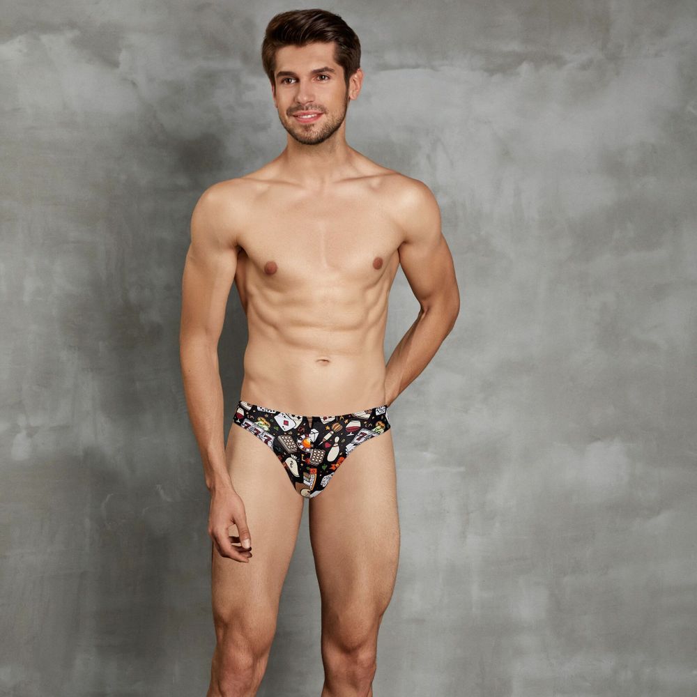 Мужские трусы слипы черные с принтом Doreanse 1249