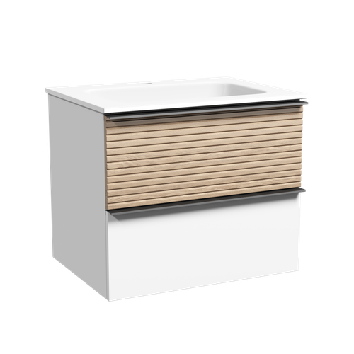 Тумба с раковиной Sancos Delta 60 см DL60W дуб светлый / матовый белый