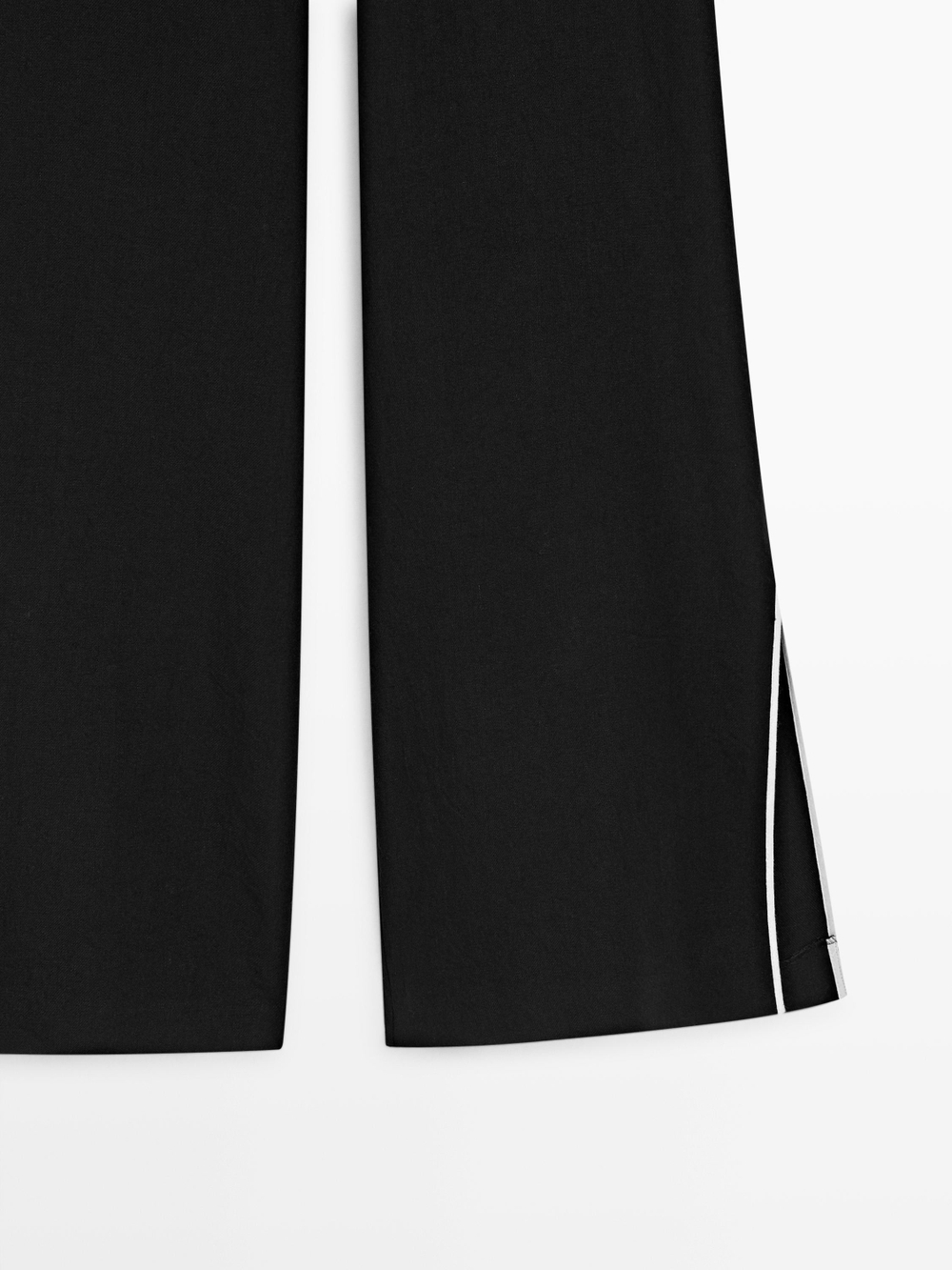 Massimo Dutti Льняные брюки с контрастной окантовкой, черный