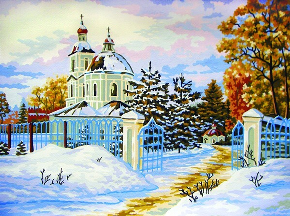 "Первый снег"-10434 канва с рисунком