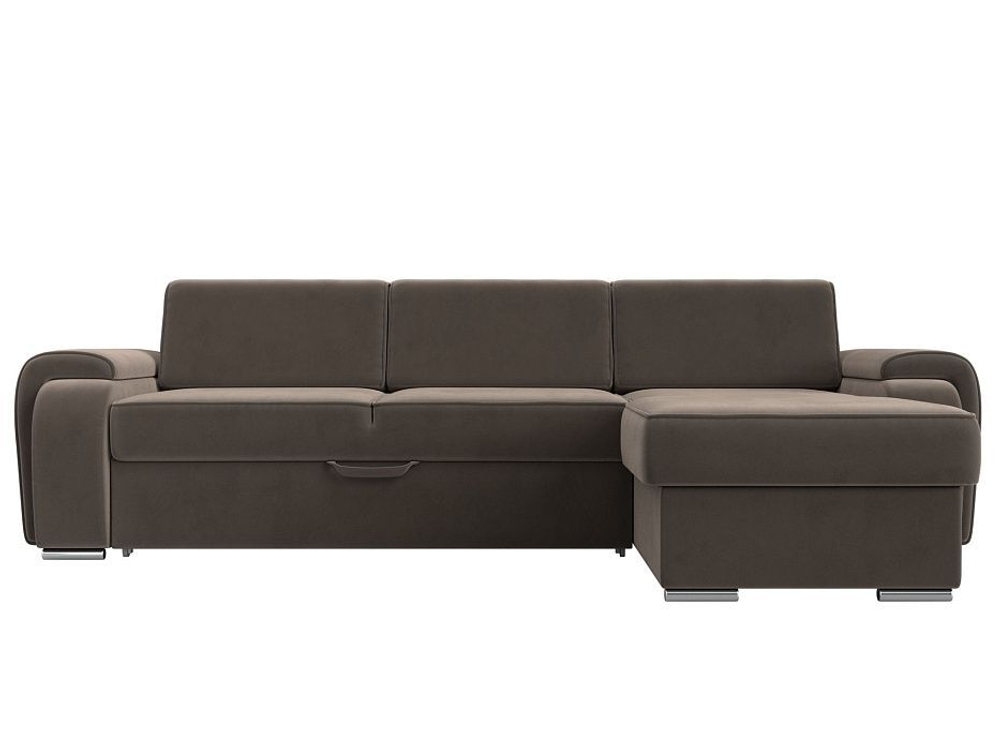 Диван угловой Лига-025 правый угол, Коричневый, Велюр, 119238