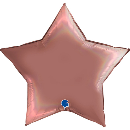 Шар (18""/46 см) Звезда, Розовое Золото, Голография, 1 шт. Г57