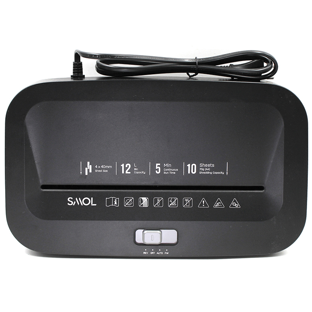 Шредер Deli, 4 уровень секретности (4х40мм), 10 листов, 12 литров