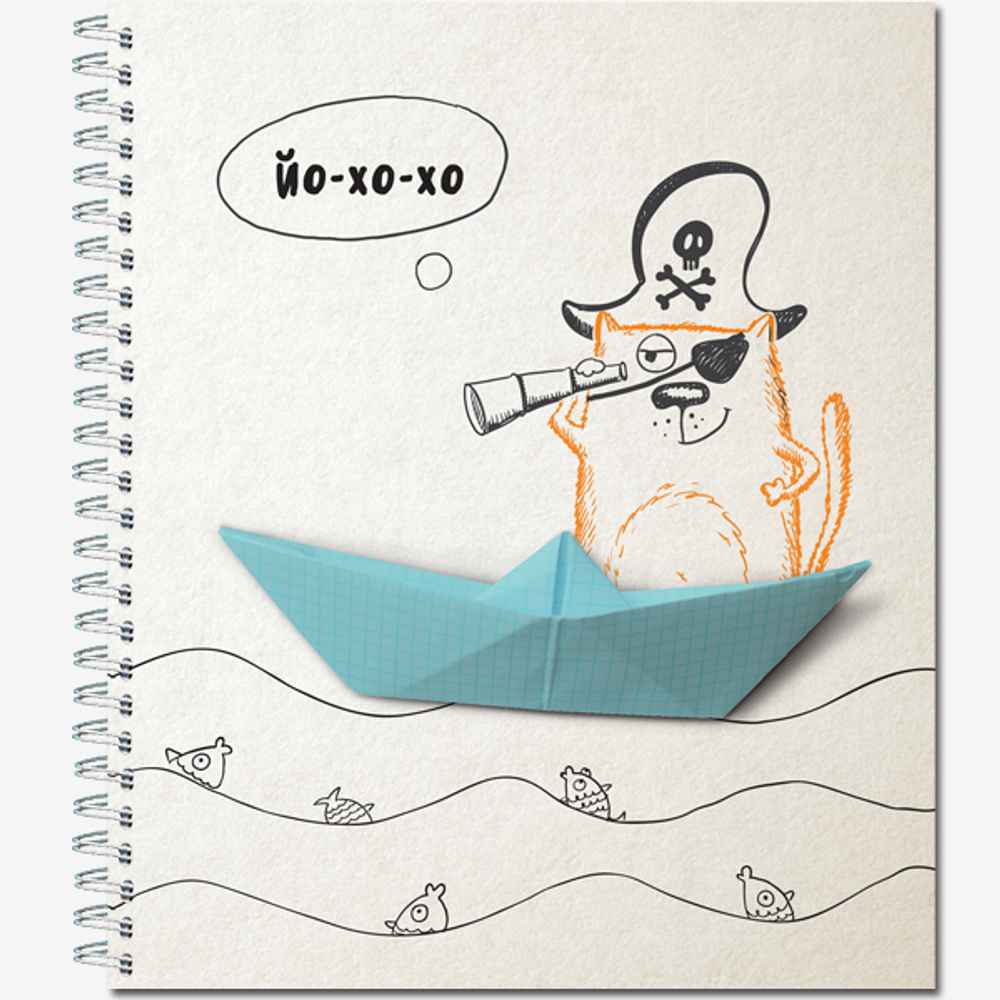 Тетрадь общая 48 листов на металлическом гребне "Жил-был Кот"