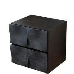 Прикроватная тумбочка Kioto с двумя ящиками, черная